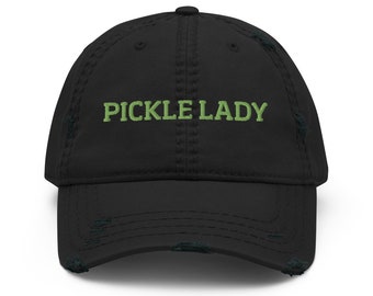 Pickle Lady Distressed Dad Hat, Unisex Hat for Pickle Lovers, Pickle Enthusiast Hat, Gift for Pickle lady, Funny Food Hat, Weird Dad Hat