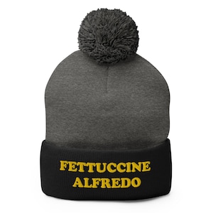 Fettuccine Alfredo Pom-Pom Beanie / Pasta Hat / Fettuccine Alfredo Hat / Food Beanie / Funny Hat / Weird Beanie / Unique Gift for Foodies