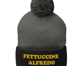 Fettuccine Alfredo Pom-Pom Beanie / Pasta Hat / Fettuccine Alfredo Hat / Food Beanie / Funny Hat / Weird Beanie / Unique Gift for Foodies
