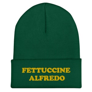 Fettuccine Alfredo Cuffed Beanie / Funny Foodie Beanie / Weird Beanie Winter Hat / Funny Gift for Foodies / Fettuccine Alfredo Beanie Hat