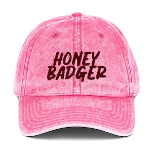 Honey Badger Vintage Dad Hat, Unisex Honey Badger Hat, Embroidered Dad Hat, Funny Honey Badger Gift, Honey Badger Enthusiast Hat, Weird Hat