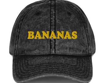 Bananer Vintage pappahatt, Unisex gul broderad pappahatt för bananälskare, söt pappahatt, matgåva, bananhatt, rolig hatt, konstig hatt