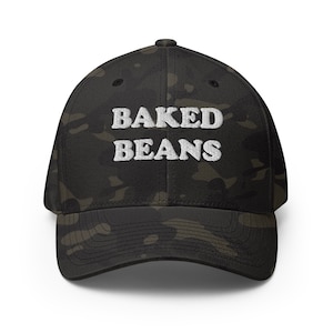 Baked Beans Hat, Funny Hat for Foodies, Weird Gift Dad Hat, Unisex Embroidered Beans Hat, Unique Weird Hat Gift for Foodies Accessory