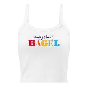 Camiseta sin mangas "Everything Bagel Pride", divertida camiseta sin mangas "Bagel" con letras arcoíris, camiseta sin mangas "Bage Lover" con colores del orgullo.