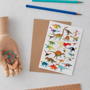 Dinosaurs Birthday Card, Dinosaur Greetings Card, Illustration, Triceratops, Dinosaur Print, Dinosaur Card, Childrens card, Dinosaurs image 2