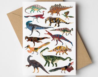 Colourful Dinosaurs Birthday Card,  Greetings Card, Illustration