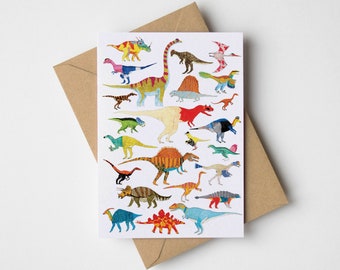 Dinosaurs Birthday Card,  Dinosaur Greetings Card, Illustration, Triceratops, Dinosaur Print, Dinosaur Card, Childrens card, Dinosaurs