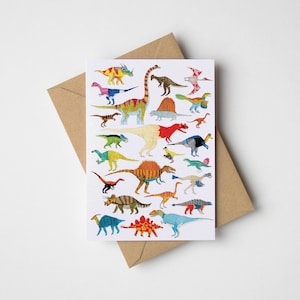 Dinosaurs Birthday Card, Dinosaur Greetings Card, Illustration, Triceratops, Dinosaur Print, Dinosaur Card, Childrens card, Dinosaurs image 1