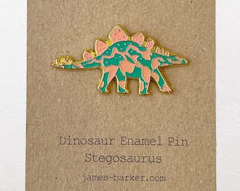 Stegosaurus Enamel Pin – Pink & Blue Dinosaur Brooch