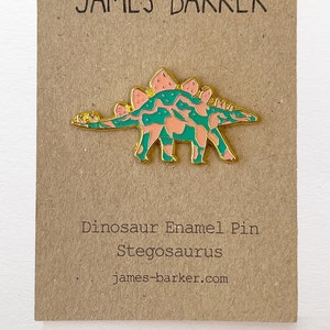 Enamel Pin Dinosaur Stegosaurus Pin, Dinosaur Brooch, Dinosaur Badge, Dinosaur Lover gift, Enamel Badge, Dinosaur Gift, Lapel Pin, image 1