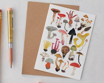 Birthday Card Mushrooms, Toadstools, Fungi Greeting Card