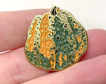 Pumpkin Squash Enamel Pin, Gourd lapel pin badge, Gold Brooch
