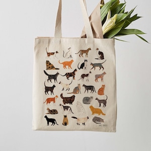 Cat Tote Bag, Canvas Tote Bag, Fair Trade, canvas bag, cats, shoulder bag, shopper, cat print, gift for her, tote bag for women