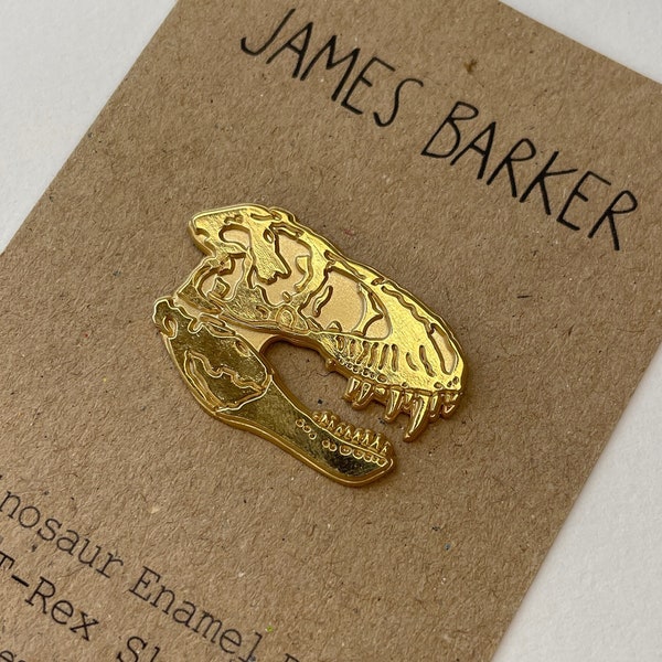 T Rex Skull Enamel Pin, Dinosaur Pin, Dino Brooch, Tyrannosaurus Rex, Dinosaur Lover gift, Gold Brooch, Dino Gift, Jurassic, Gift for him