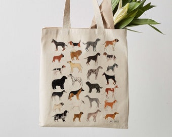 Dog Tote Bag, Canvas Tote Bag, Fair Trade, canvas bag, dogs, shoulder bag, shopper, dog lover gift, weekender bag, tote bag canvas