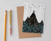 Mountain and Sea Greeting Card, Birthday card, Folk Tale, thank you card, quirky card, funny greeting card,