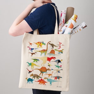 Dinosaurier Henkeltasche, Dinosaurier Fair Trade Leinentasche,
