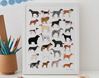 Hund Wand Art Print, Geschenk für Hundeliebhaber, Hunderasse Druck, Giclee Print, Hundeliebhaber Geschenk,