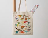 Dinosaur Print Canvas Tote Bag, Fair Trade Shopper