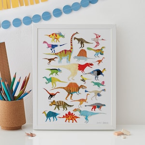 Dinosaurs Wall Art, Dinosaur decor, Dinosaur Print, Dinosaur Art, Dinosaur Gift, kids decor, nursery decor, nursery wall art, A4, A3 zdjęcie 1