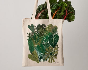 Botanical Plants Canvas Tote Bag, Plant bag, botanical print, shopper, shoulder bag, fair trade, botanical bag, gift for her, shopper bag