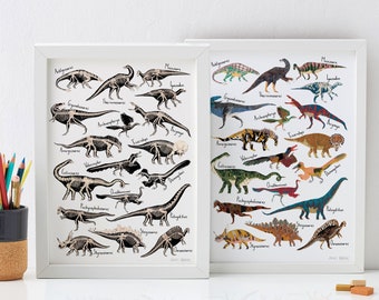 Dinosaurs Print, Fossils Print Dinosaur decor, kids decor, dinosaur present, baby nursery decor, dinosaur wall art, Dinosaurs Print,