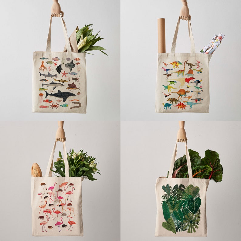 Botanical Plants Canvas Tote Bag, Plant bag, botanical print, shopper, shoulder bag, fair trade, botanical bag, gift for her, shopper bag image 5