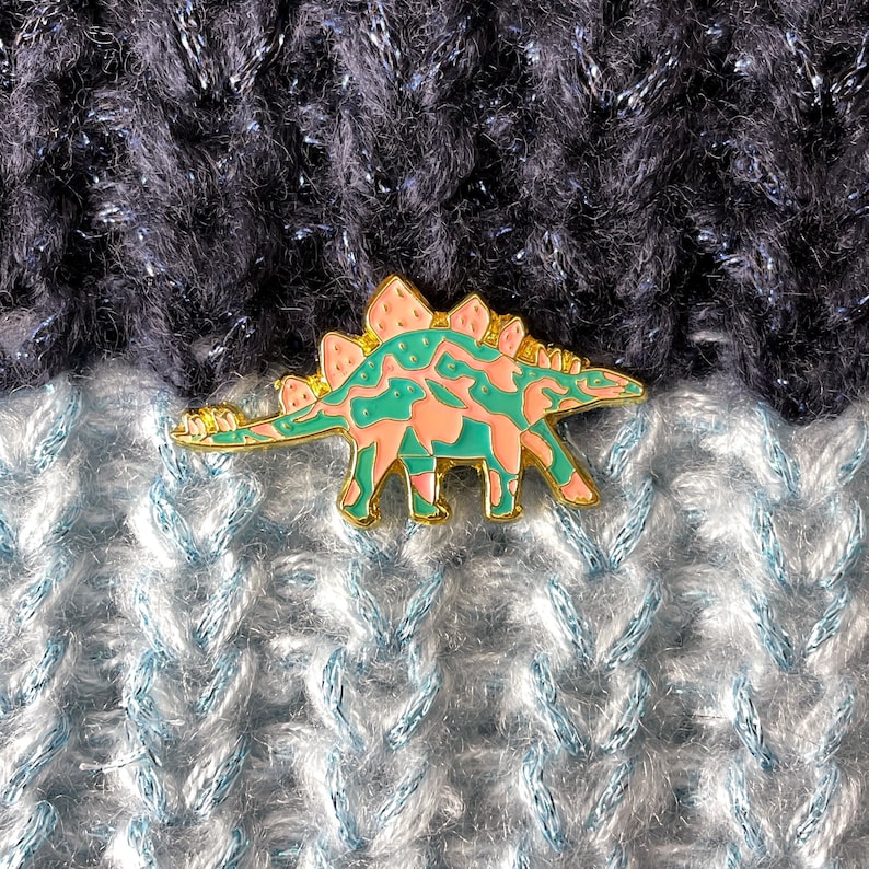 Enamel Pin Dinosaur Stegosaurus Pin, Dinosaur Brooch, Dinosaur Badge, Dinosaur Lover gift, Enamel Badge, Dinosaur Gift, Lapel Pin, image 3