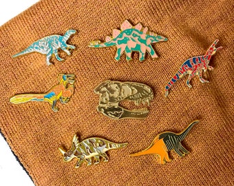 Dinosaur Enamel Pin Set, Dinosaur pin badges, Dinosaur Badge, Trex, raptor,  cute pin, Backpack Pin, Dinosaur Gift, Lapel Pin, Brooch, Dino