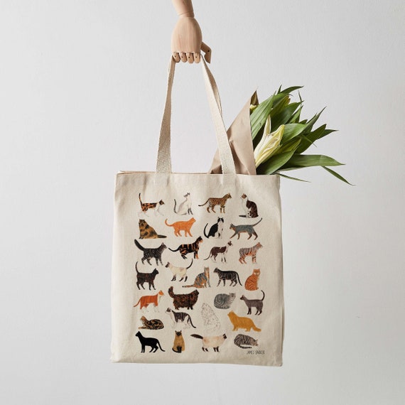 Cat Tote Bag Canvas Tote Bag Fair Trade Canvas Bag Cats | Etsy