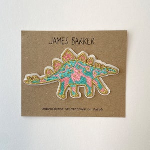 Dinosaur Embroidered Patch - Stegosaurus, Sew on Patch, Dinosaur Patch, Embroidered Sticker Patch, Dinosaur Badge, Dinosaur Gift,