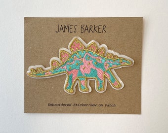 Dinosaur Embroidered Patch - Stegosaurus, Sew on Patch, Dinosaur Patch, Embroidered Sticker Patch, Dinosaur Badge, Dinosaur Gift,