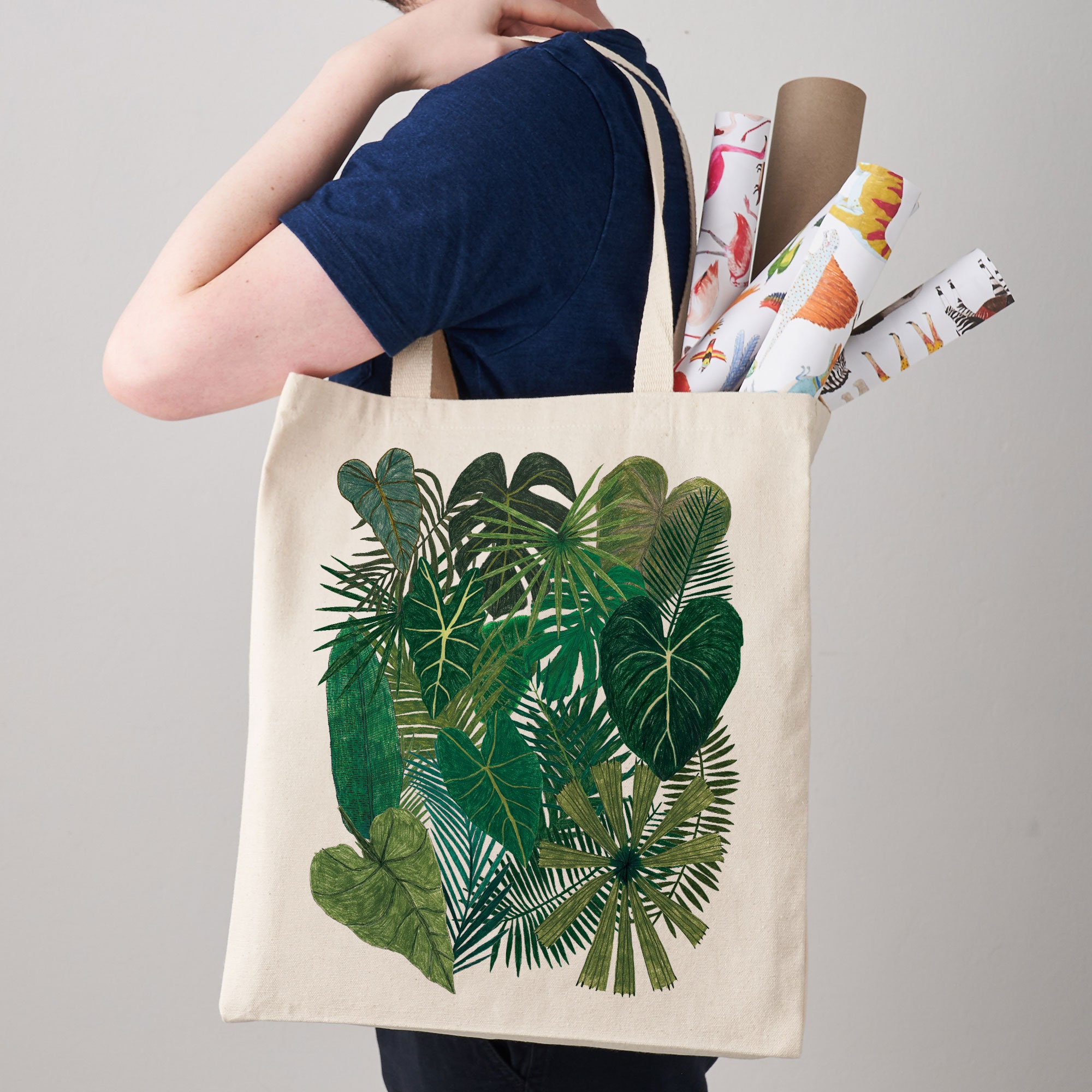 Botanical Plants Canvas Tote Bag Plant bag botanical print | Etsy