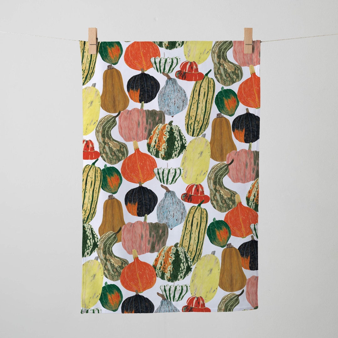 Squash Tea Towel, Pumpkin Print, Home Decor, Kitchen Towel, Dish Towel