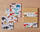 Handkerchief Pocket Square Set: Dinosaurs, Safari Animals and Prehistoric Animals