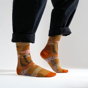 Mushrooms socks, stocking filler, small gift, unisex socks, men, women socks, colourful outfit accessory, cosy, fungi, cute fun cotton socks