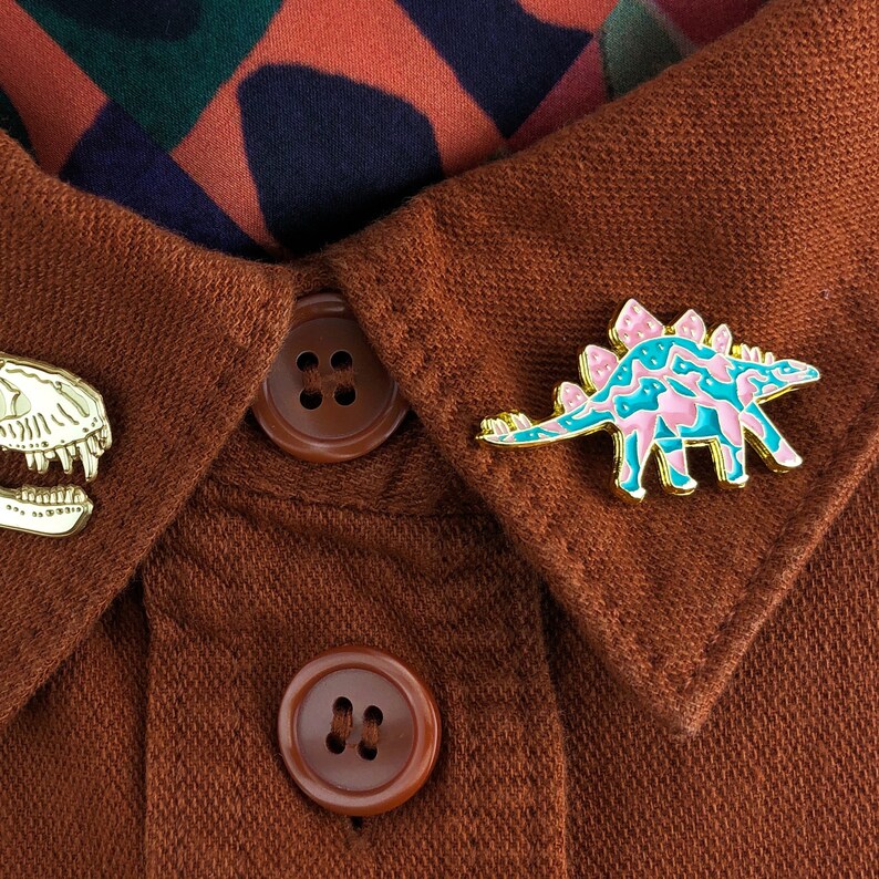 Enamel Pin Dinosaur Stegosaurus Pin, Dinosaur Brooch, Dinosaur Badge, Dinosaur Lover gift, Enamel Badge, Dinosaur Gift, Lapel Pin, image 4