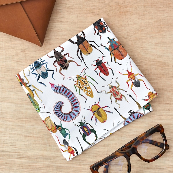 Insect Handkerchief Pocket Square, beetle, hankies, wedding handkerchief, gift for him, bug, boyfriend gift, birthday, fathers day