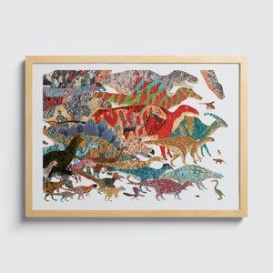 Impresión de dinosaurio, Era Mesozoica, Decoración de dinosaurios, Decoración infantil, Regalo de dinosaurio, Decoración de guardería para bebés, Arte de pared de dinosaurios, Impresión de dinosaurios, A4, A3, A2