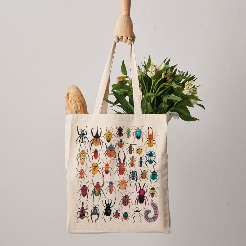 Exotic Bugs Canvas Tote Bag canvas bag insects shoulder Etsy