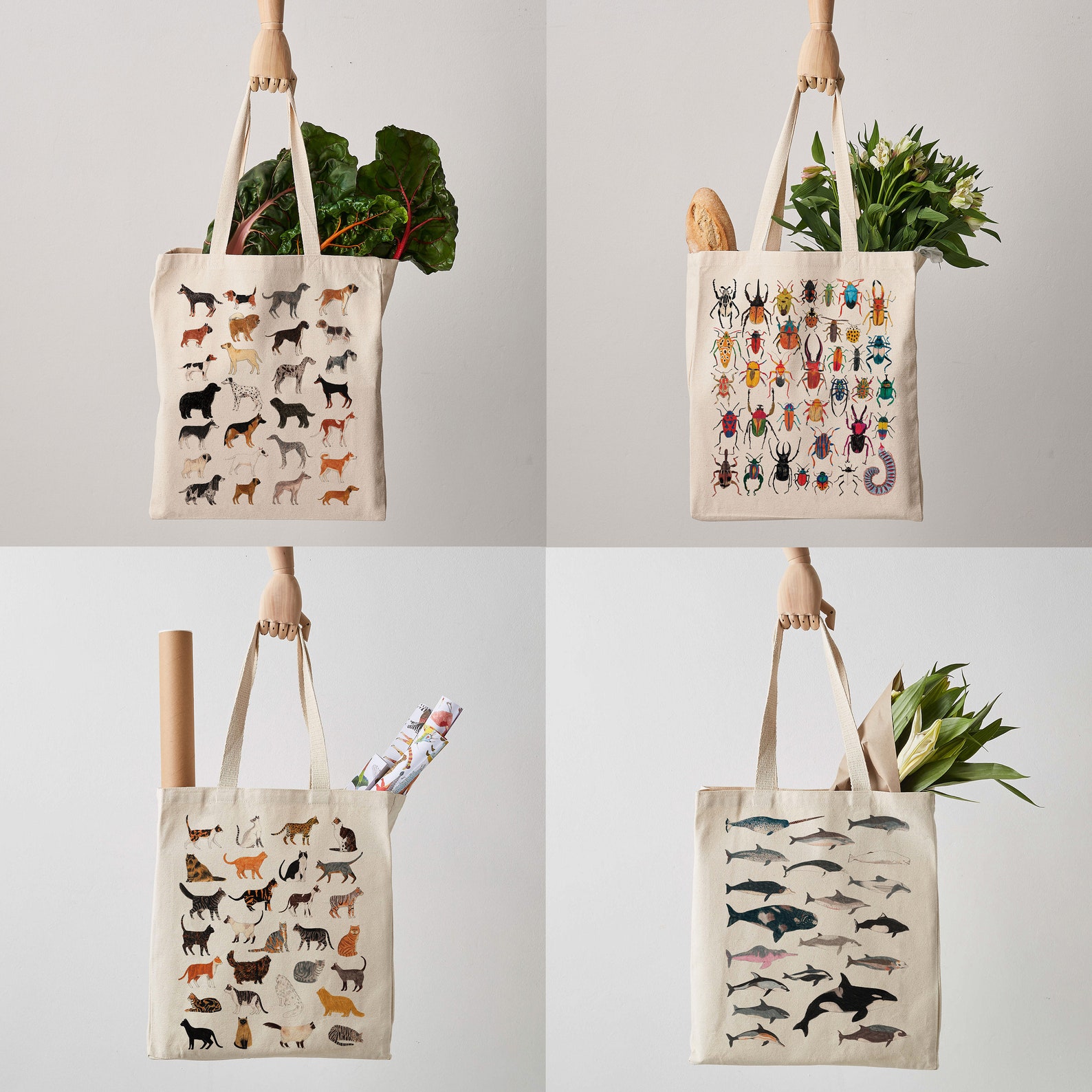Botanical Plants Canvas Tote Bag Plant Bag Botanical Print Etsy