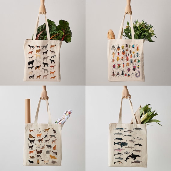 Botanical Plants Canvas Tote Bag Plant Bag Botanical Print - Etsy