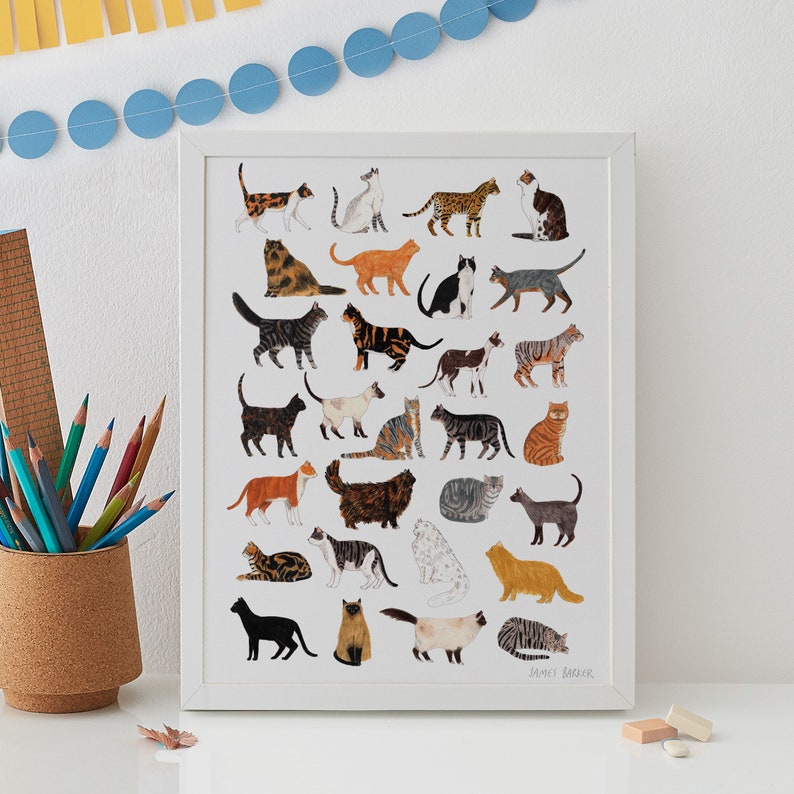 Cat Print Cat Wall Art Cat Art Giclee Print Cat Nursery Etsy UK