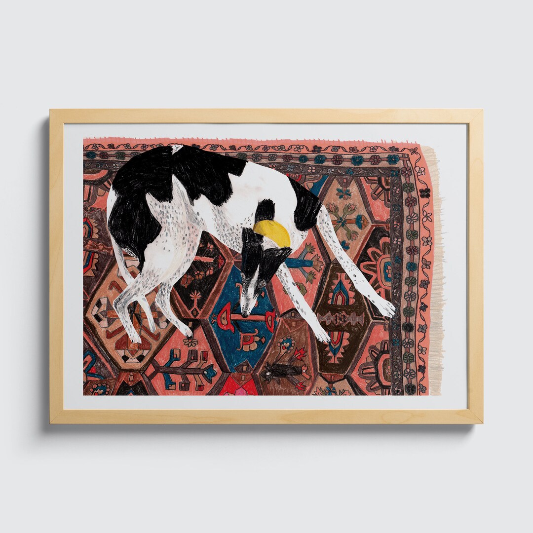 Greyhound on Persian Rug Giclée Print: Dog Lover Wall Art - Etsy