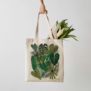 Botanical Plants Canvas Tote Bag, Plant bag, botanical print, shopper, shoulder bag, fair trade, botanical bag, gift for her, shopper bag image 3