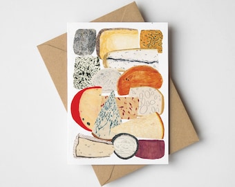 Cheese Greeting Card, food delicacy print Birthday card, thank you, celebration, invitation, blank inside