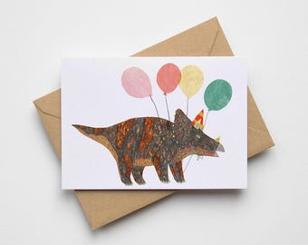 Triceratops Birthday Card