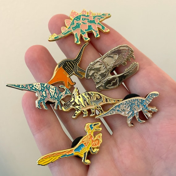 Dinosaur Enamel Pin Set, Dinosaur pin badges, Dinosaur Badge, Hat Pin, Enamel Badge, Dinosaur Gift, Lapel Pin, Dinosaur Brooch, Dino pin