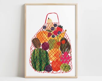 Fruit in Red Net Bag Wall Art Print