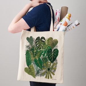 Botanical Plants Canvas Tote Bag, Plant bag, botanical print, shopper, shoulder bag, fair trade, botanical bag, gift for her, shopper bag image 2